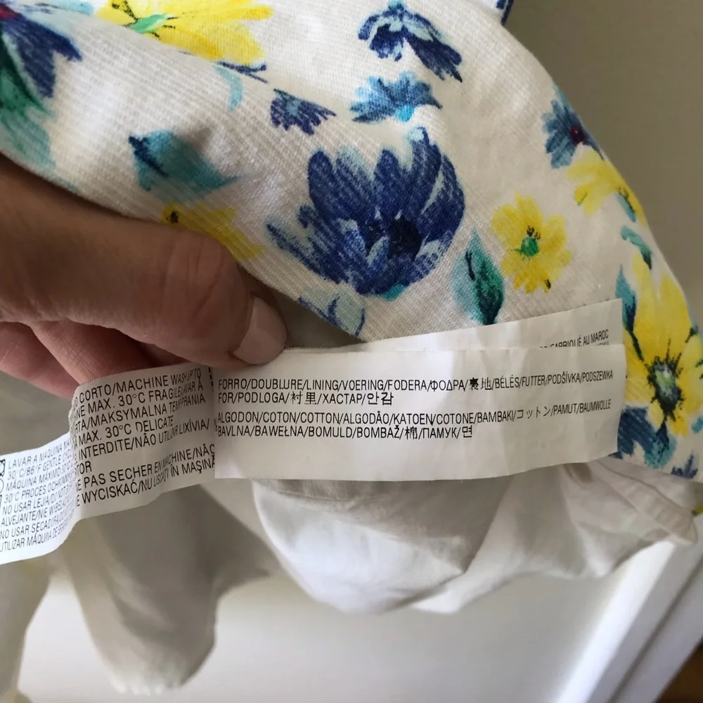 ZARA TRAFALUC White Blue Yellow Floral Cutout Dress S - Picture 14 of 15